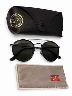 Ray-Ban Round Double Bridge Polarized Sunglasses RB3647N EUC